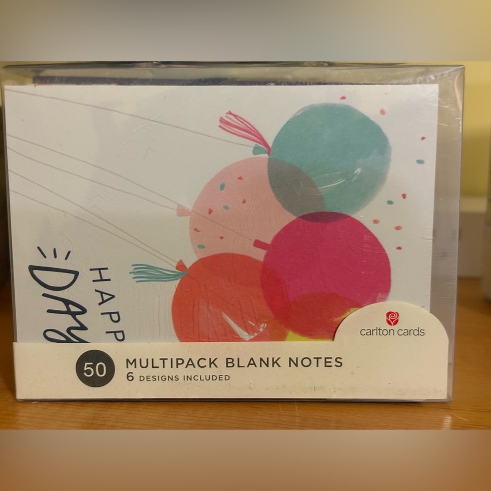 Carlton Cards Festive Note Set with Rainbow and Balloon Designs